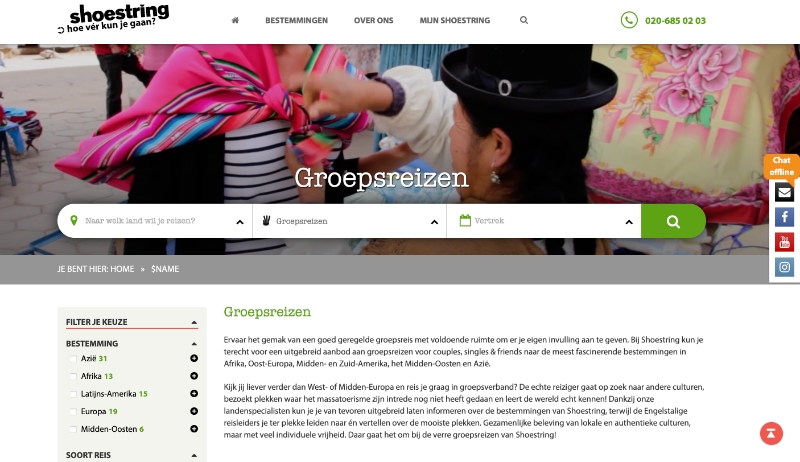 Shoestring reizen website